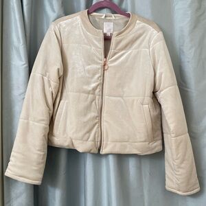 Lauren Conrad Jacket Womens Medium Quilted Full Zip Bomber Padded Shiny Coat